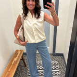 Ivory Button Front Vest Tops- Cardigans DOE & RAE
