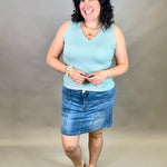 Sage V Neck Frilled Tank Tops- Tanks DOE & RAE
