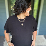 Black Crew Neck Dolman Sweater Top Top - Sweater STACCATO