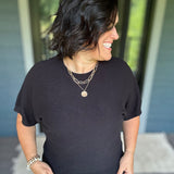 Black Crew Neck Dolman Sweater Top Top - Sweater STACCATO
