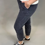 Charcoal Grey Cropped Jogger Bottom- Pants MICA DENIM