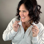 Heather Grey Plush 1/2 Zip Sweatshirt Top- Sweatshirts FLAG AND ANTHEM