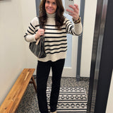 Parley Oatmeal Black Stripe Sweater Top - Sweater VELVET HEART