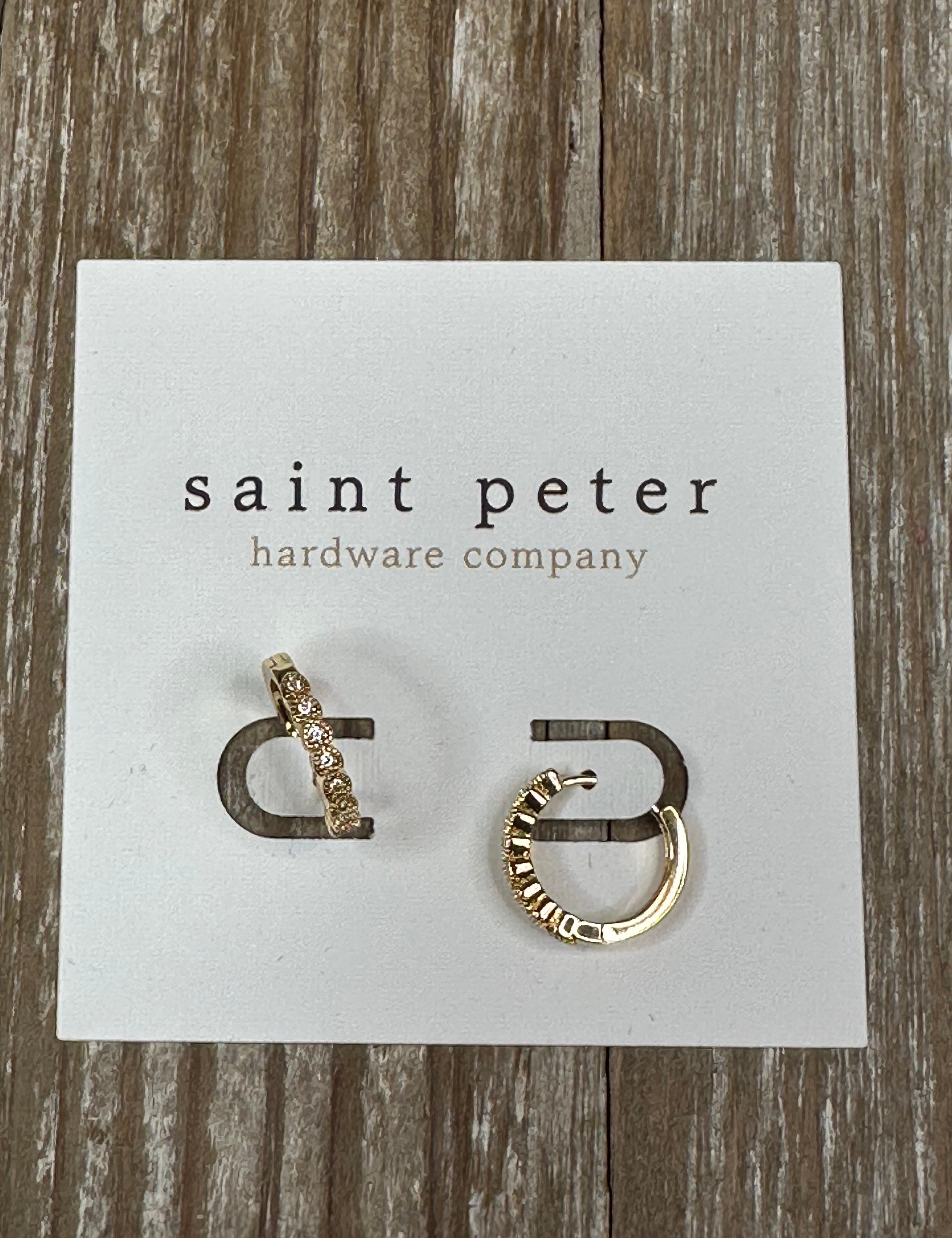 Rhinestone & Gold Circle Huggies Jewelry - Earrings St. Peter Hardware