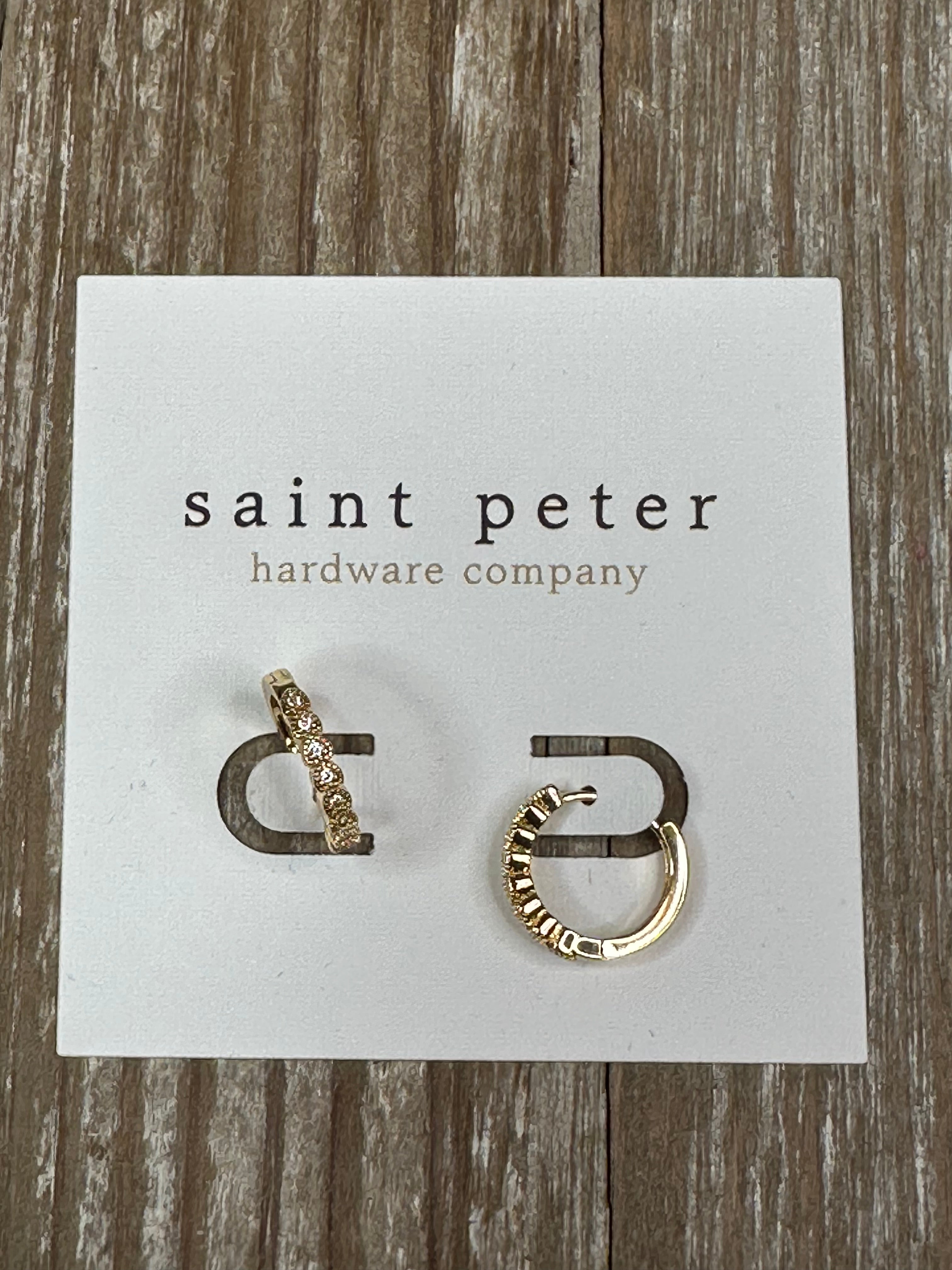 Rhinestone & Gold Circle Huggies Jewelry - Earrings St. Peter Hardware