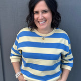 Yellow/Blue Striped Sweatshirt Top - Sweatshirt JODIFL