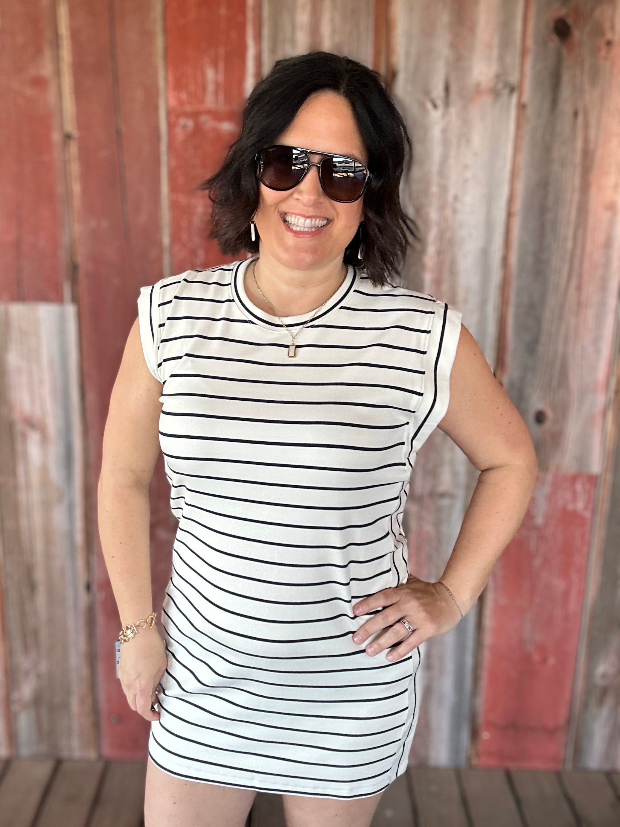 Ivory Black Stripe Avelin Dress Dresses THREAD & SUPPLY