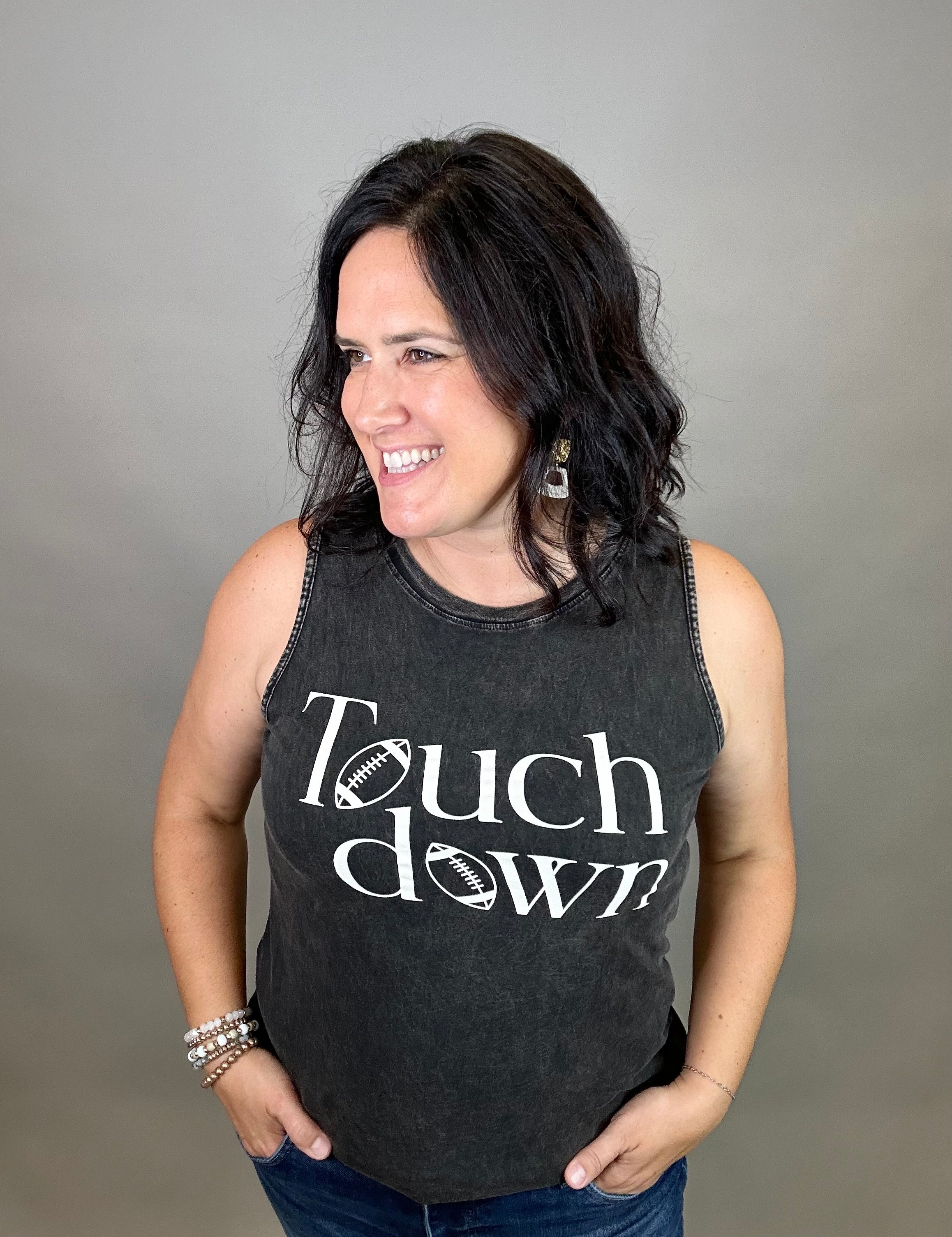 Mineral Black Touchdown Tank Top Tops- Tanks HRT and LUV