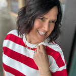 Red/White Striped Sweatshirt Top - Sweatshirt JODIFL