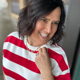 Red/White Striped Sweatshirt Top - Sweatshirt JODIFL