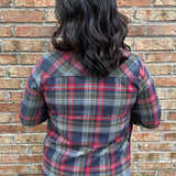 Navy Plaid Shirt Jacket