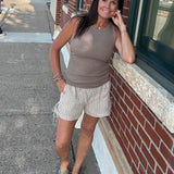 Natural Stripe Shorts Bottoms - Shorts DOE & RAE