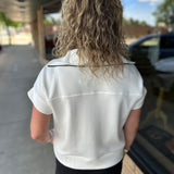 Ivory Midnight Piping Zip Top Top - Tee DOE & RAE