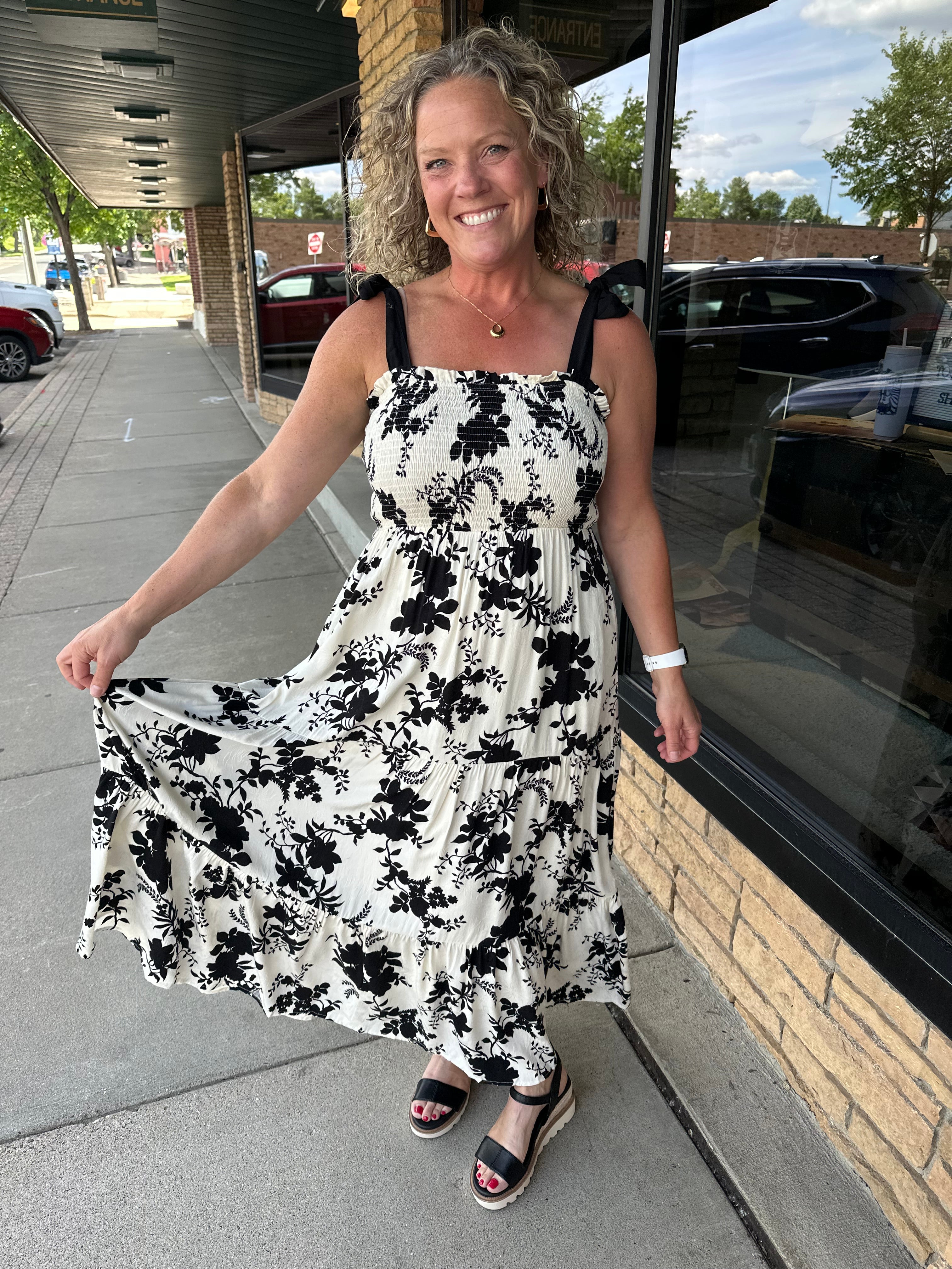 Black Tie Shoulder Maxi Dress Dresses DOE & RAE