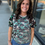 Camo Short Sleeve Sweater Top - Sweater FATE by LFD
