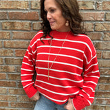 Chili/White Stripe Sweater