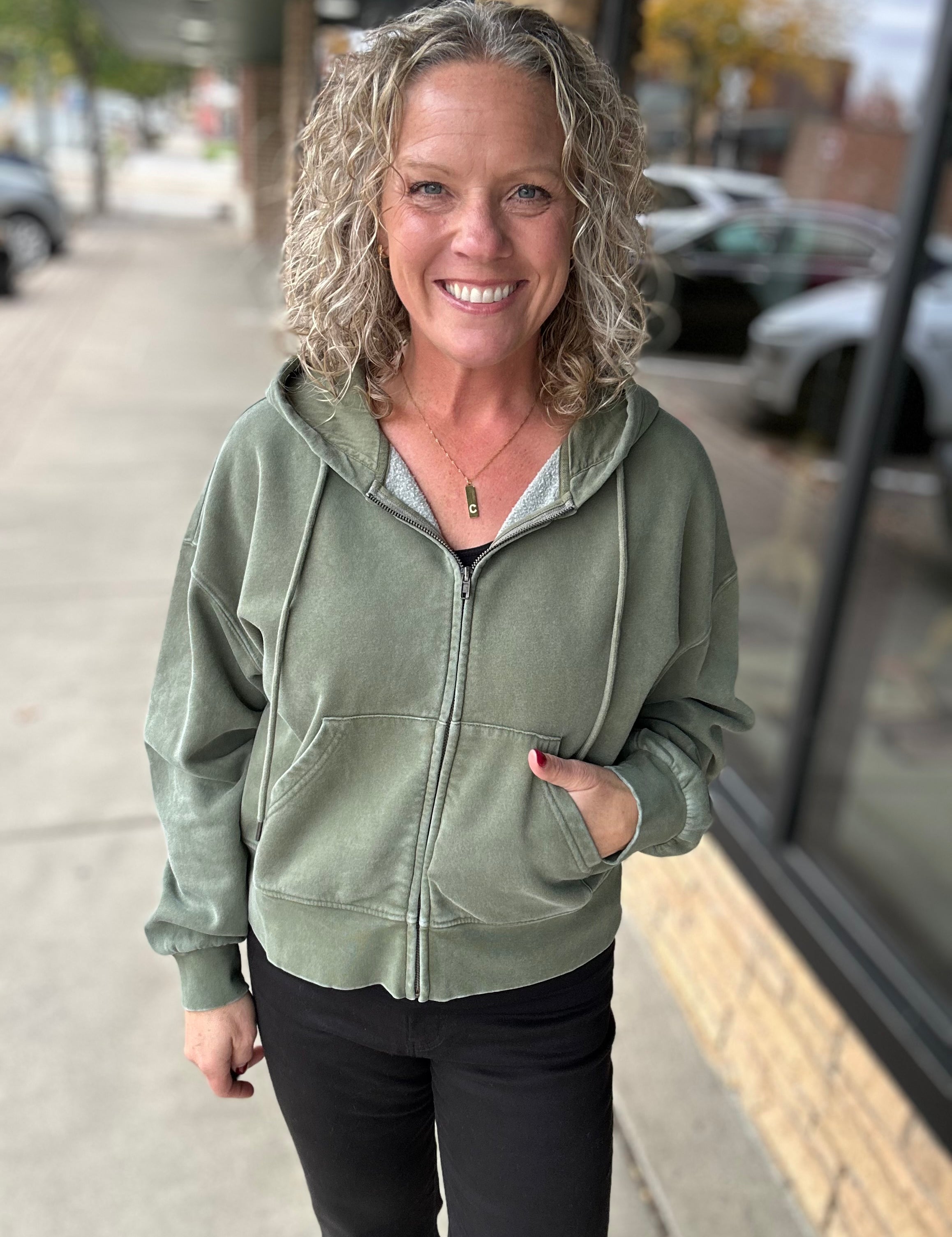 Clover Green Ashford Full Zip Hoodie Top - Sweatshirt THREAD & SUPPLY
