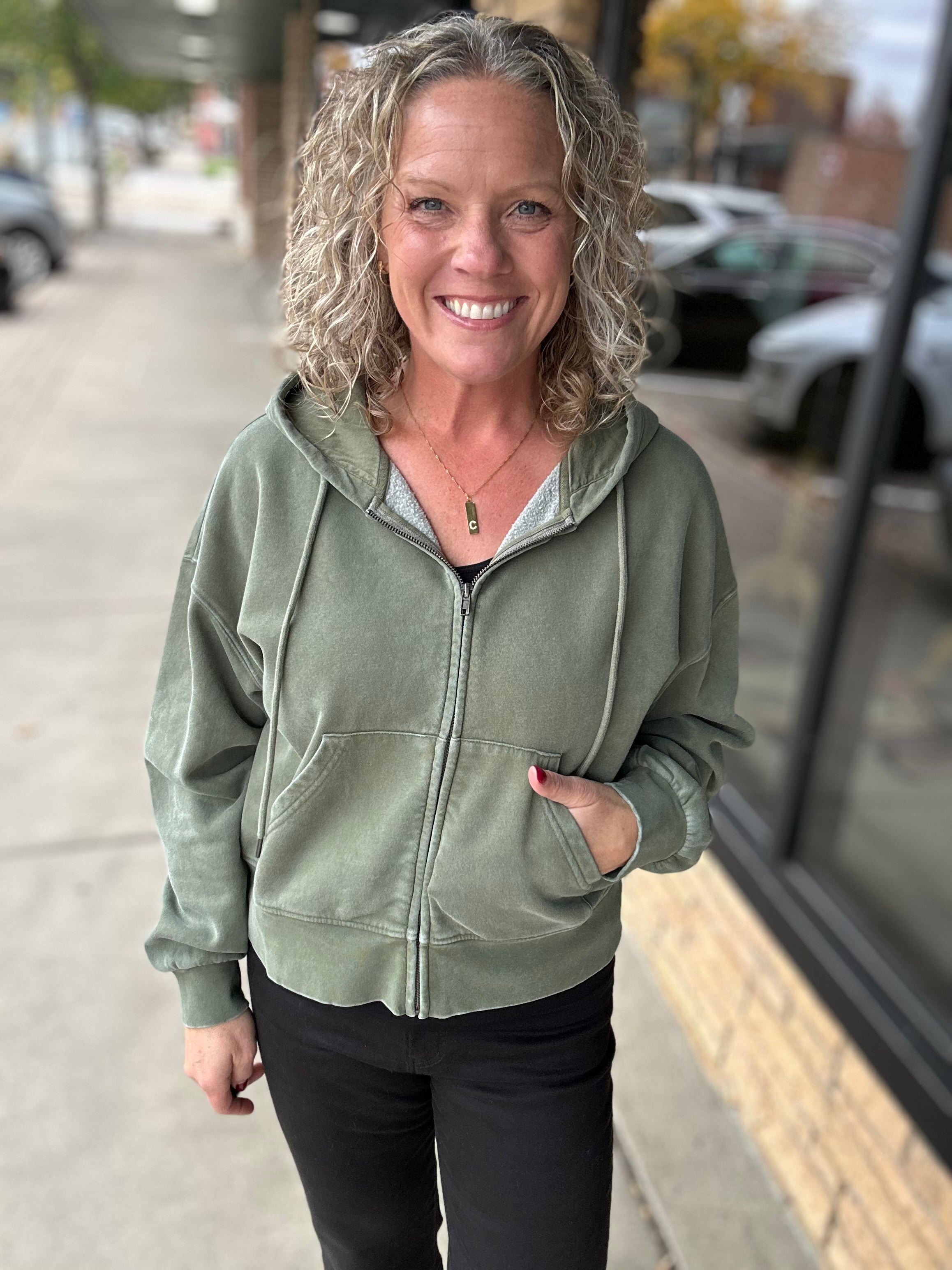 Clover Green Ashford Full Zip Hoodie Top - Sweatshirt THREAD & SUPPLY