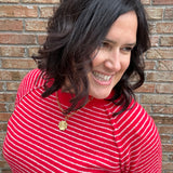 Red Striped Raglan Sweater