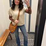 Oatmeal Mock Neck Sweater Vest Top - Sweater STACCATO