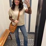 Oatmeal Mock Neck Sweater Vest Top - Sweater STACCATO