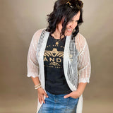 White Coastal Crochet Tie Kimono OS Tops- Cardigans PRETTY SIMPLE WHOLESALE