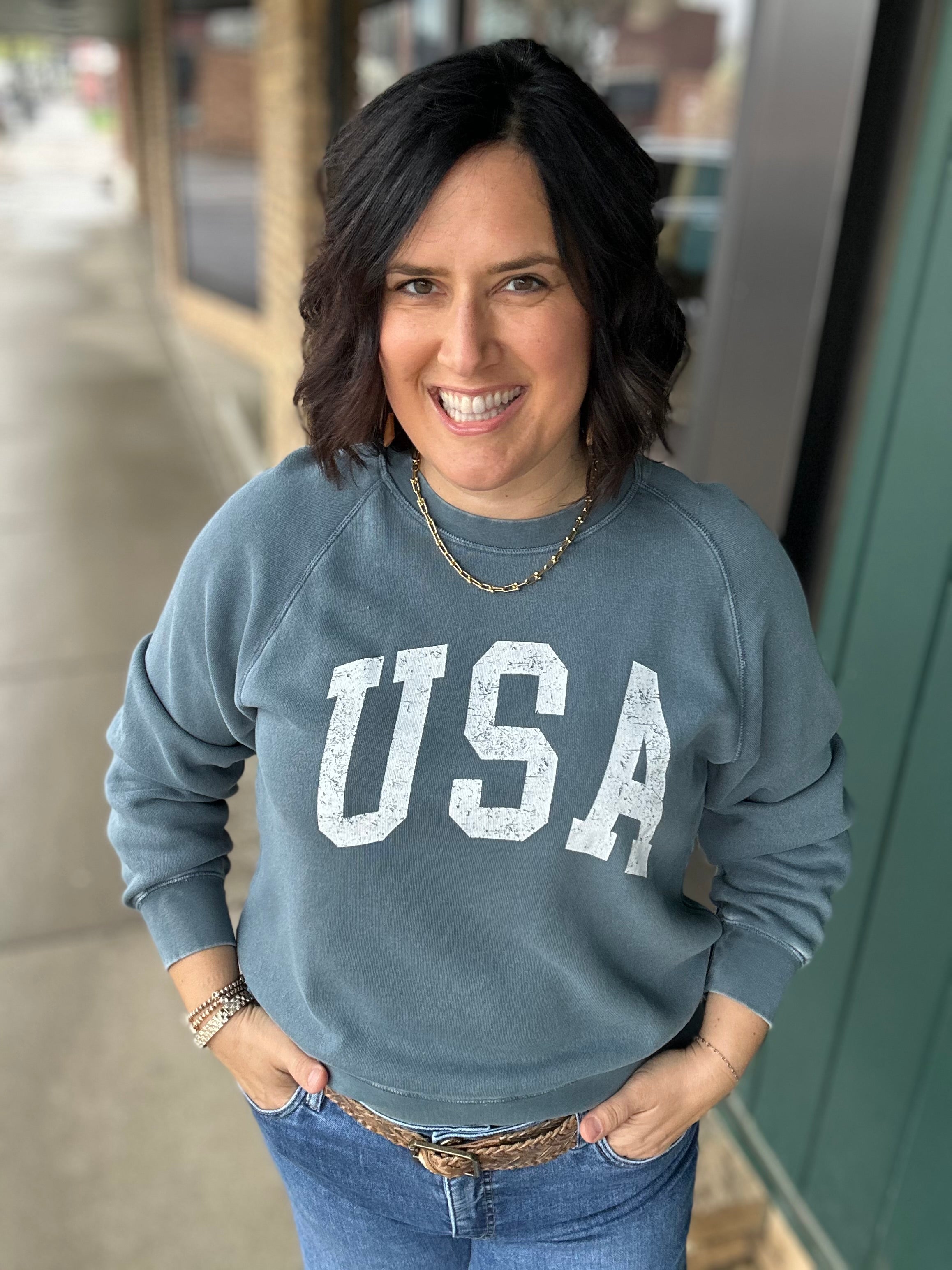 Navy Jordan USA Sweatshirt Top - Sweatshirt THREAD & SUPPLY