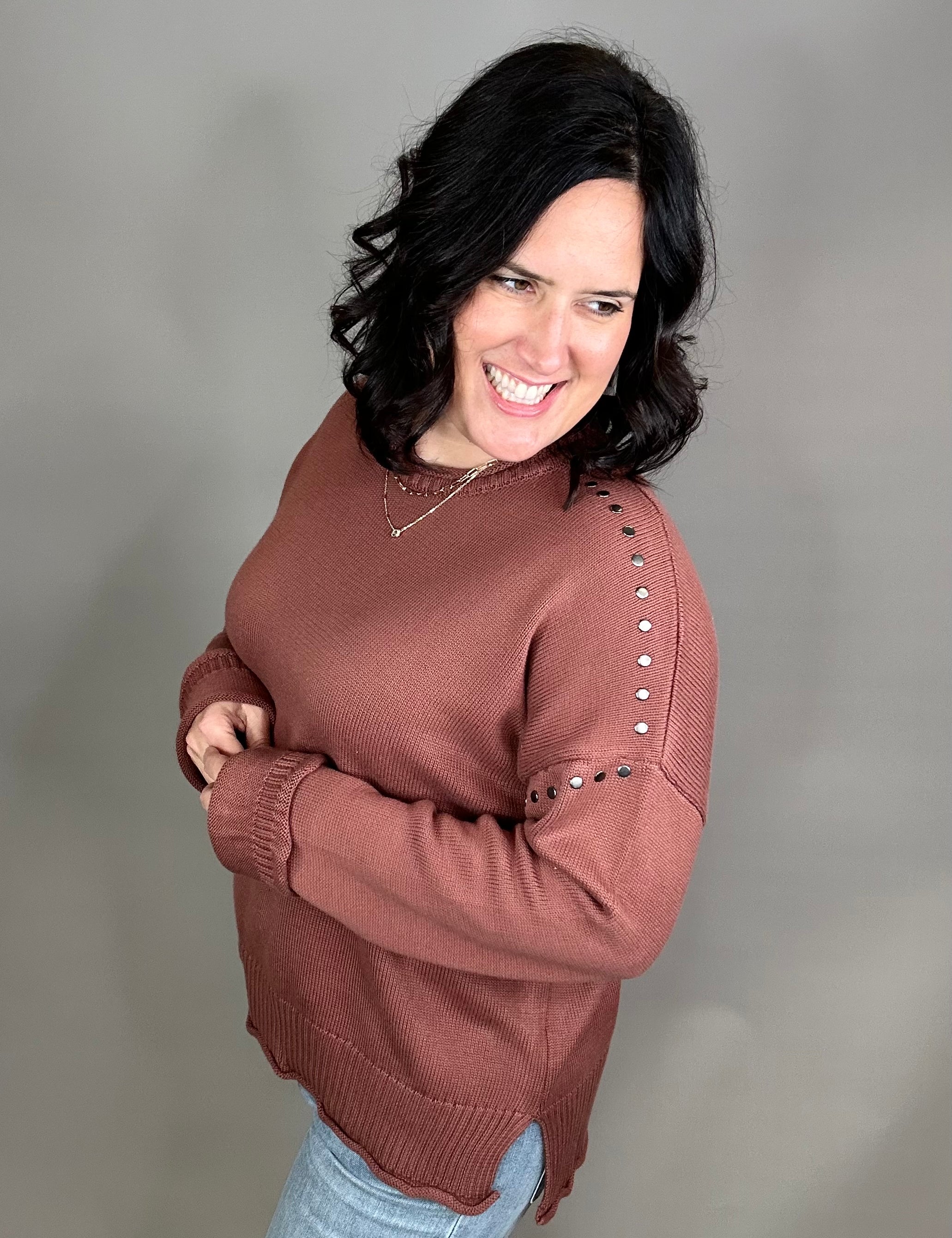 Burlwood Studded Sweater Top - Sweater WISHLIST