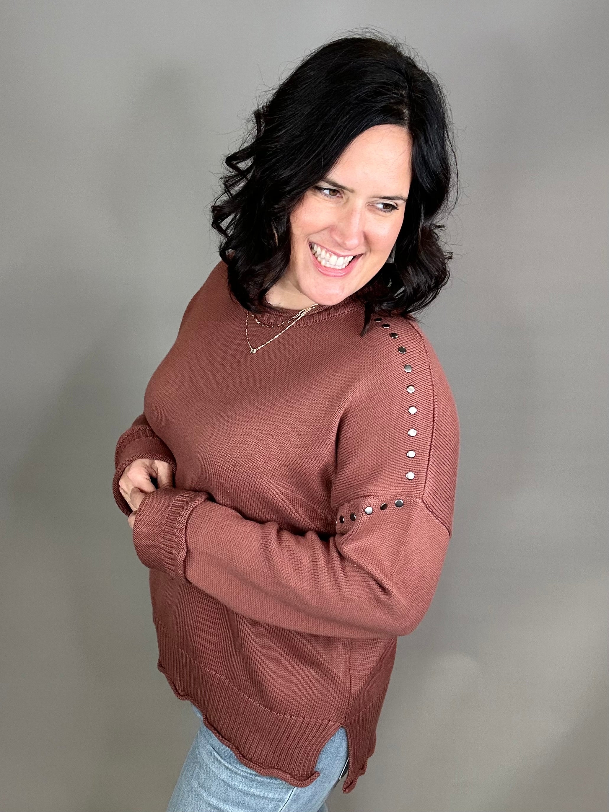 Burlwood Studded Sweater Top - Sweater WISHLIST