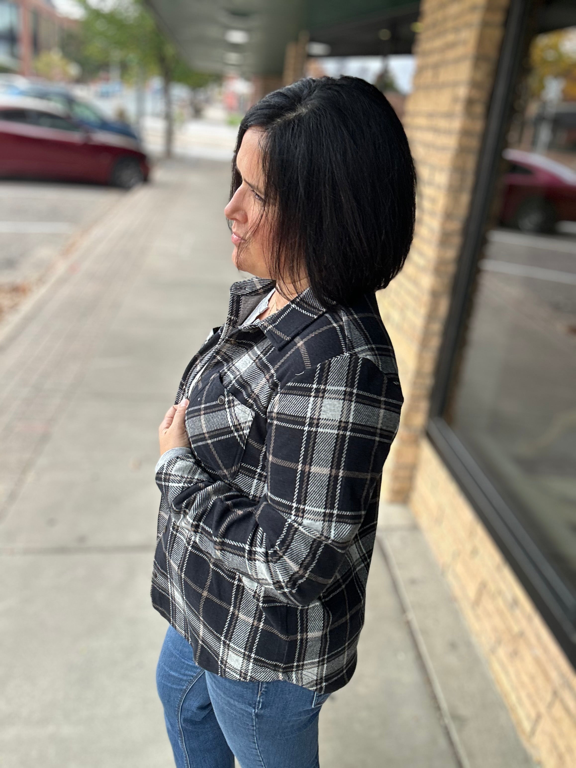Black, White & Tan Markus Plaid Tops - Button Ups PANACHE