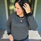 Charcoal Pinstripe Raglan Top Top - Sweater STACCATO