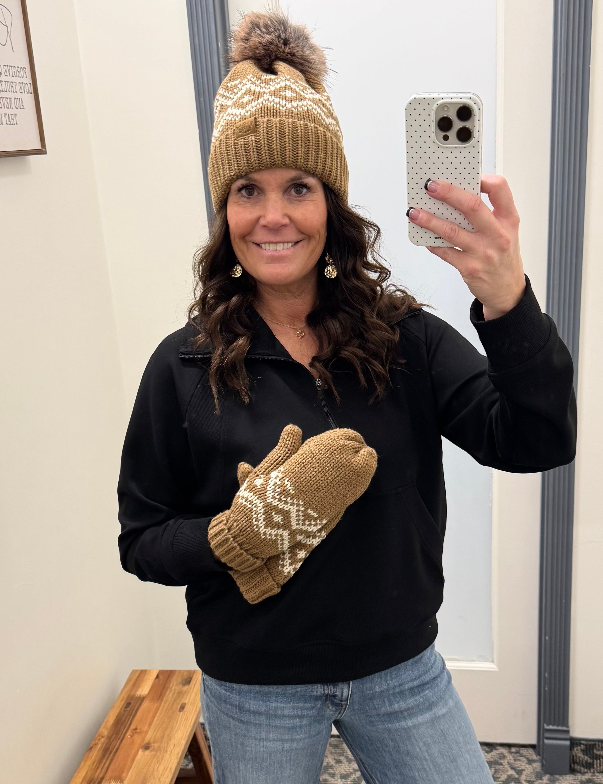 Brown & Speckled Mittens Accessories- Mittens PANACHE