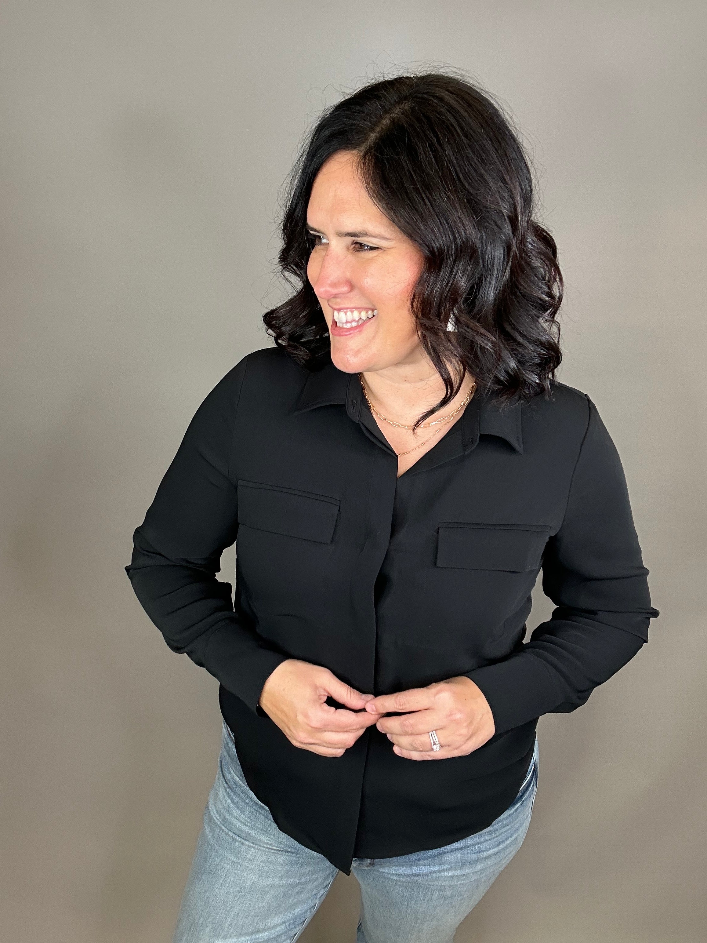 Black Janessa Shirt Tops - Button Ups THREAD & SUPPLY