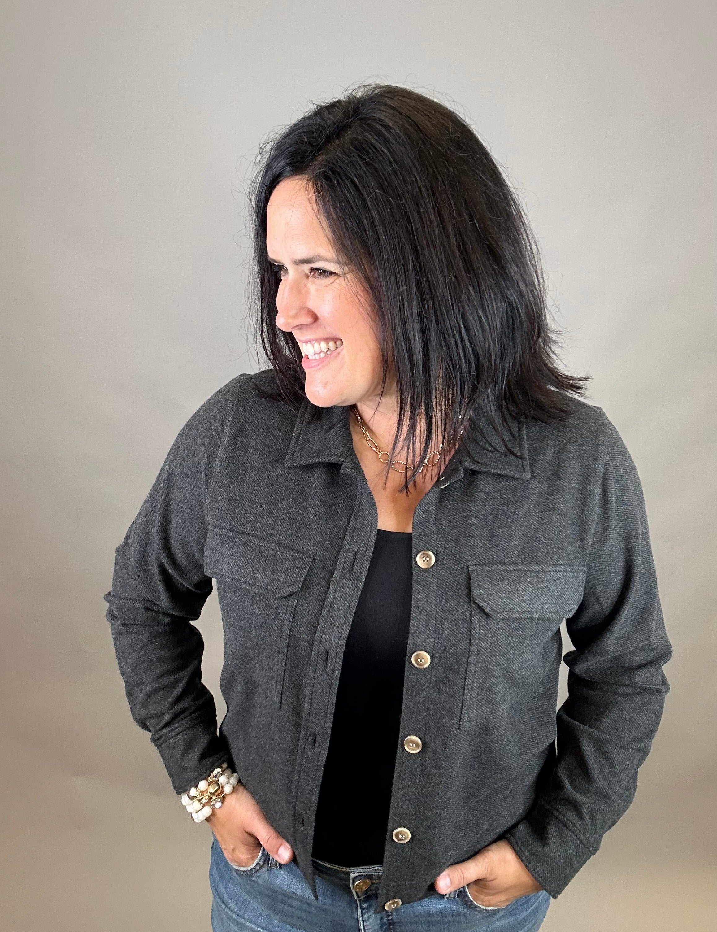 Black Heather Faye Jacket Outerwear- Jackets THREAD & SUPPLY