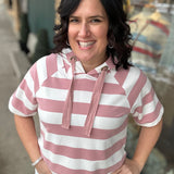 Pink Striped Hoodie Shirt