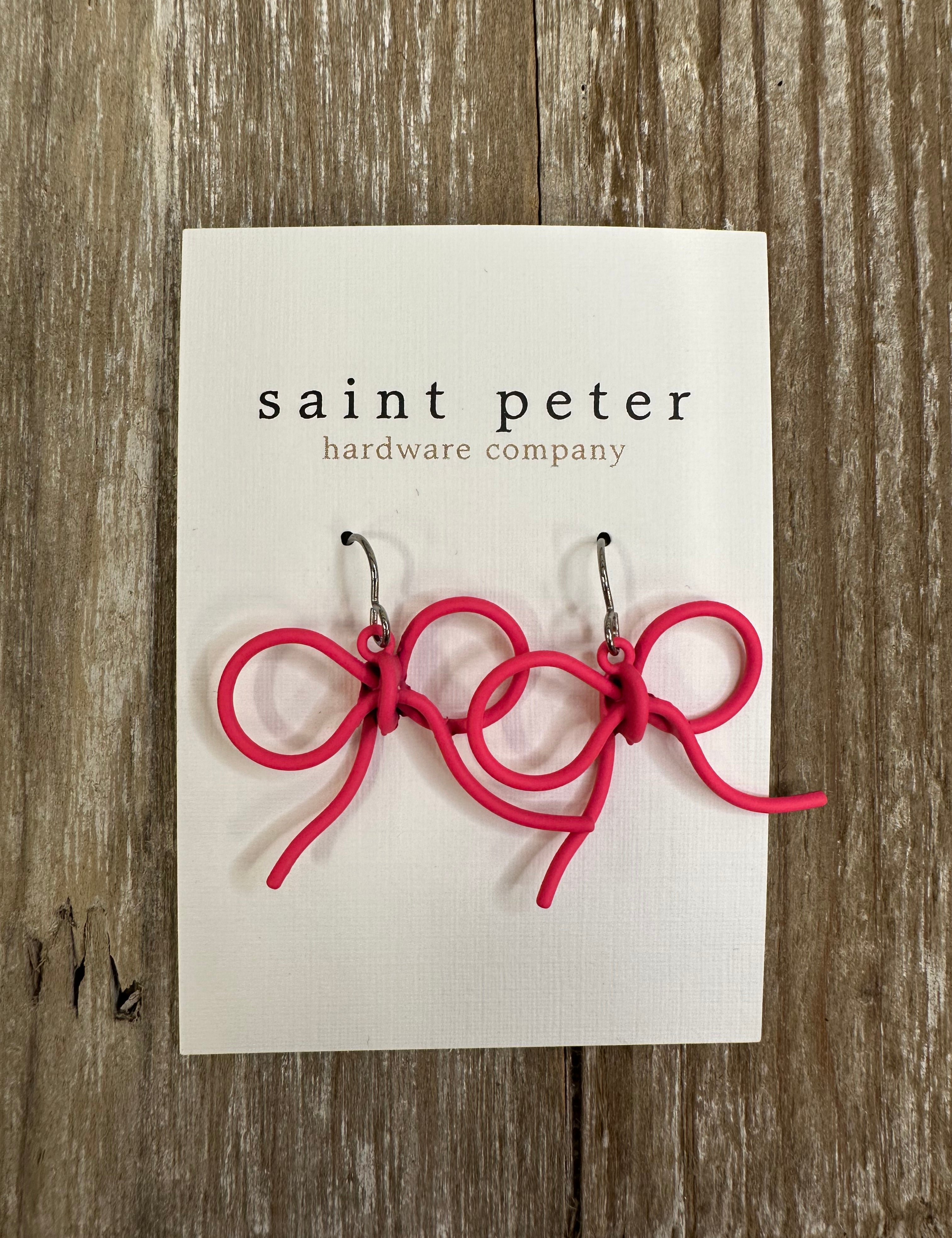 Pink Metal Bow Earrings Jewelry - Earrings St. Peter hardware