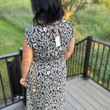 Black Pattern Maxi Dress with Side Slit