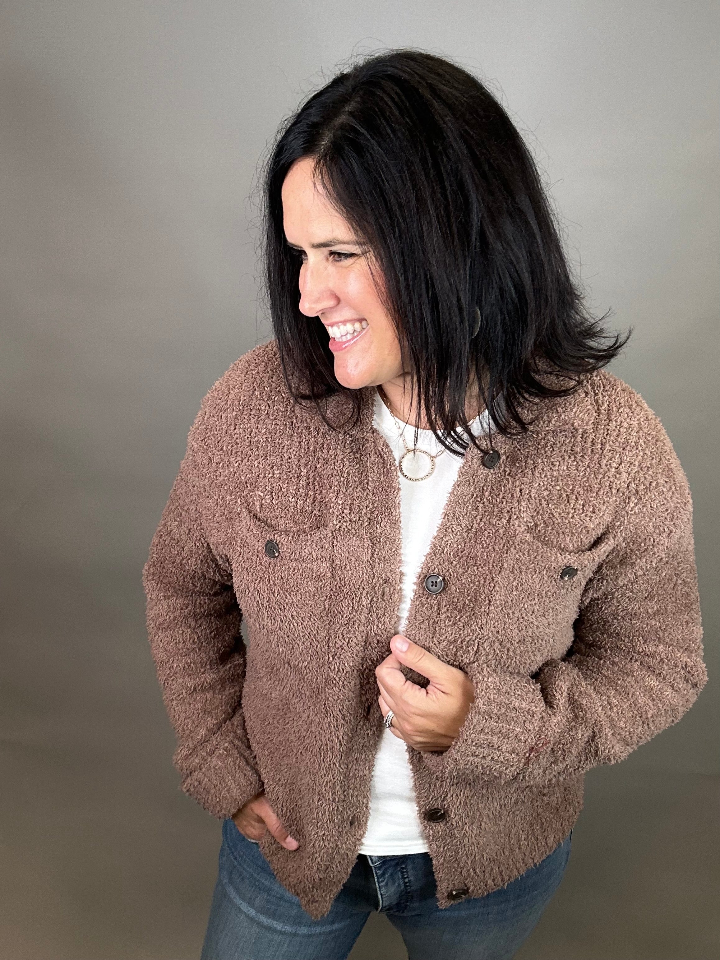 Raw Umber Lois Sweater Jacket Outerwear- Jackets THREAD & SUPPLY