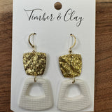 Gold and White Clay Dangle Earrings Jewelry - Earrings Timber & Clay
