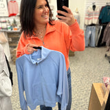 Coral Quarter Zip Sweatshirt Top - Sweatshirt PANACHE