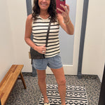 Ivory/Black Round Neck Top Tops- Tanks STACCATO