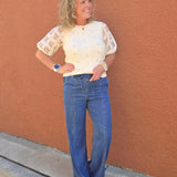 Dark Blue Wide Leg Pants Bottoms - Pants MICA DENIM