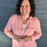 Peach Sorbet Celia Top Tops - Button Ups DEAR SCARLETT