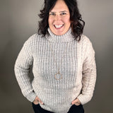 Grey Color Block Turtle Neck Sweater