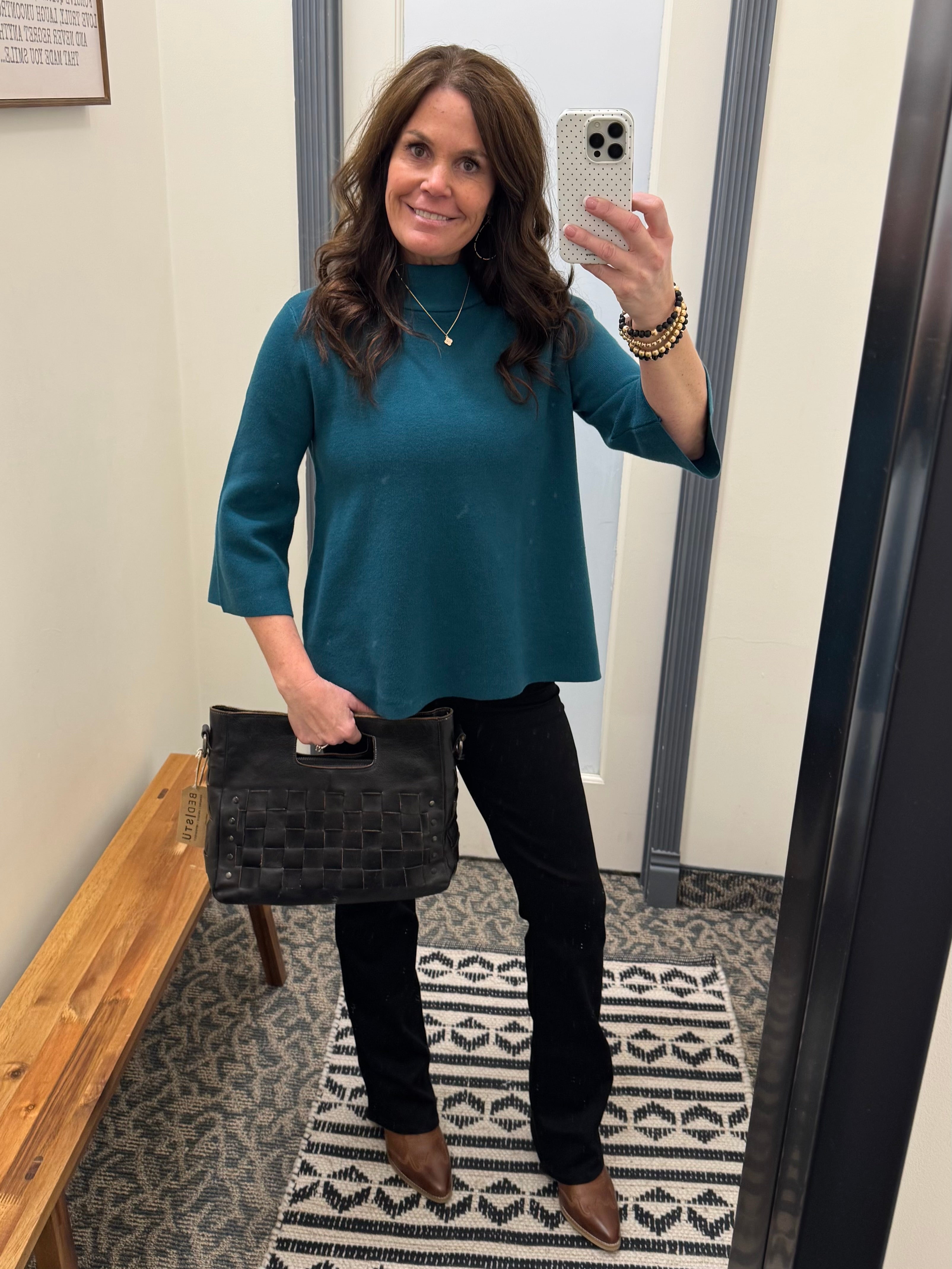 Teal Green Mock Neck Sweater Top - Sweater FATE by LFD