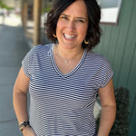 Blue/White Striped V-Neck Top Top - Tee STACCATO