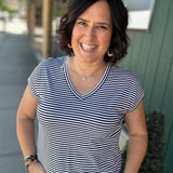 Blue/White Striped V-Neck Top Top - Tee STACCATO
