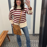 Caden Ivory Red Stripe Sweater