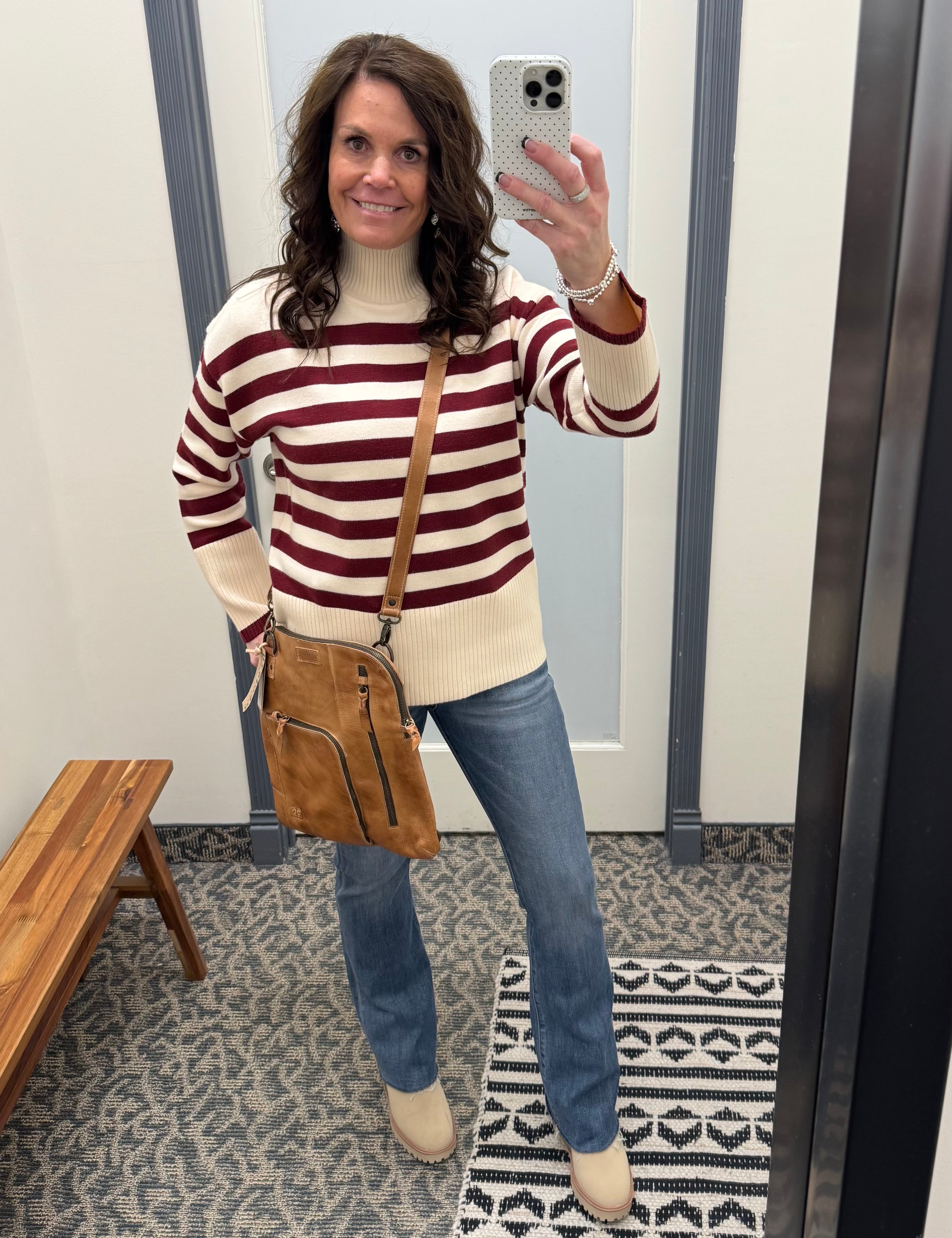 Caden Ivory Red Stripe Sweater Top - Sweater VELVET HEART