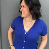 Royal Blue Waffle V Neck Cardigan Tops- Cardigans STACCATO